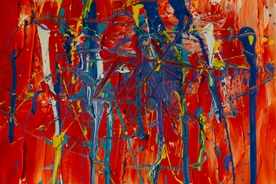 手绘抽象插画五彩斑斓的红