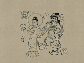 敦煌佛教绘画线稿图