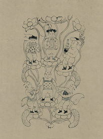 敦煌佛教绘画线稿图