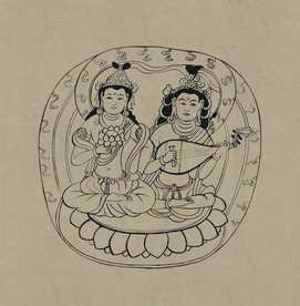 敦煌佛教绘画线稿图