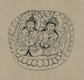 敦煌佛教绘画线稿图