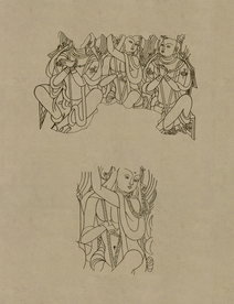 敦煌佛教绘画线稿图