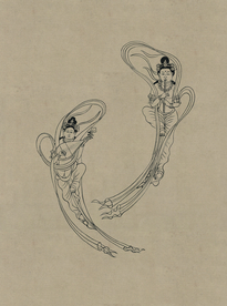 敦煌佛教绘画线稿图