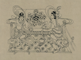 敦煌佛教绘画线稿图