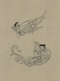 敦煌佛教绘画线稿图