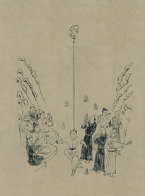 敦煌佛教绘画线稿图