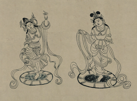 敦煌佛教绘画线稿图