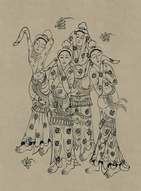 敦煌佛教绘画线稿图