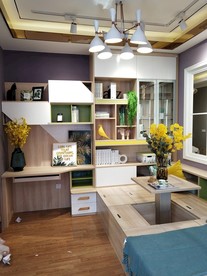 榻榻米 儿童房 原木色 书柜