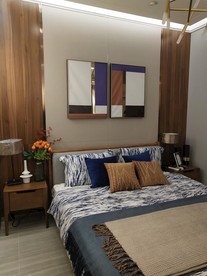 实木床  床头柜   新中式