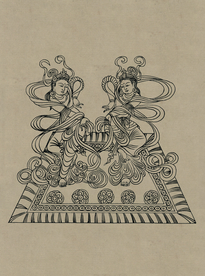 敦煌佛教绘画线稿图