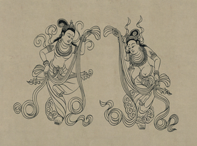 敦煌佛教绘画线稿图