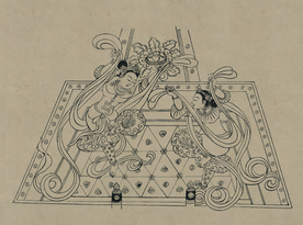 敦煌佛教绘画线稿图