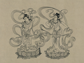 敦煌佛教绘画线稿图