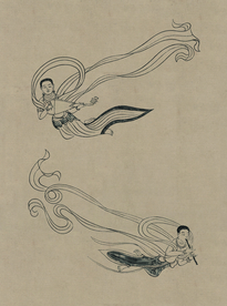 敦煌佛教绘画线稿图