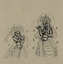 敦煌佛教绘画线稿图