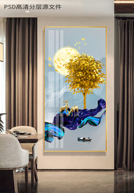 发财树玄关装饰画