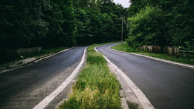 绿色环绕的公路大道图片