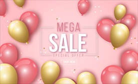 金色粉色气球 促销海报 矢量素