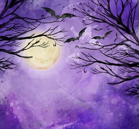 万圣节夜晚 枯树风景