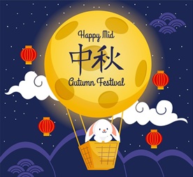 可爱中秋节 月亮热气球