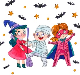 3款彩绘 搞怪卡通小孩 万圣节