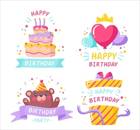 彩色生日元素 标签设计
