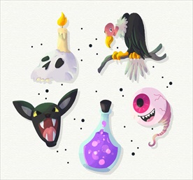 水彩绘画万圣节元素