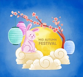 中秋节兔子月亮贺卡