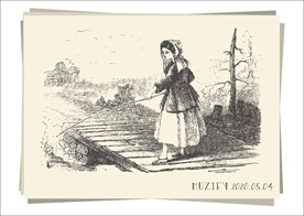 钓鱼的女子 素描画