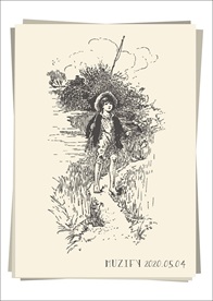 钓鱼的男孩 素描画