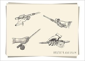 握鱼竿的手 素描画