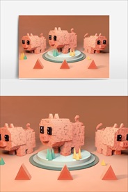 电商C4D创意设计图案