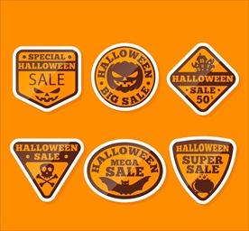 橙色万圣节促销标签