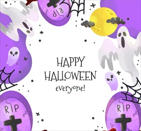 水彩绘万圣节墓碑幽灵