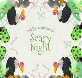 水彩绘万圣节秃鹫