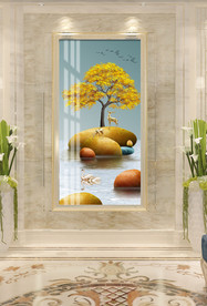 新中式金色麋鹿玄关