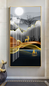 新中式发财鹿装饰画