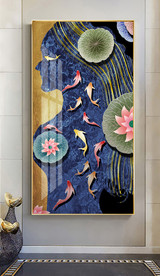 新中式荷花九鱼图装饰画