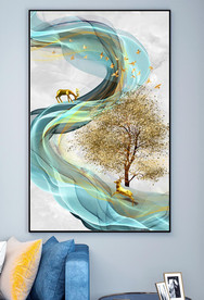 新中式金色麋鹿玄关