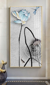 中式水墨荷花装饰画