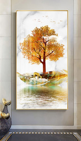 新中式金色麋鹿玄关