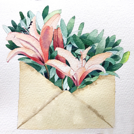 水彩彩铅绘画植物花朵