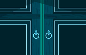 卡通阴森大门木门古门