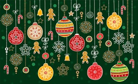 彩色花纹圣诞节挂饰