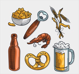 手绘啤酒节矢量素材