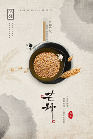 中国风简约芒种海报