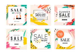 孟菲斯设计与夏季大减价集合矢量