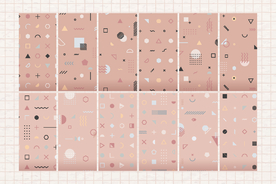 粉红孟菲斯图案背景矢量集