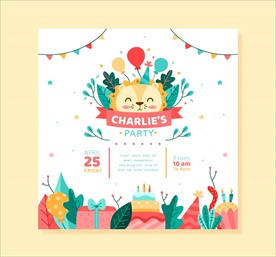 可爱狮子儿童派对传单